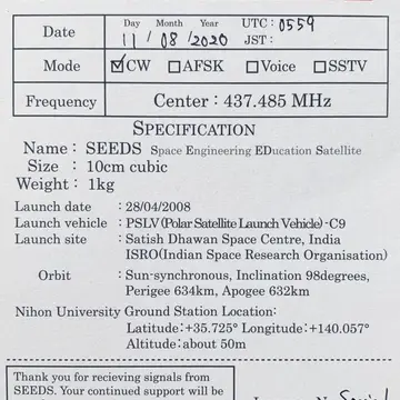 SEEDS QSL Card #satnogs #satellites #hamradio