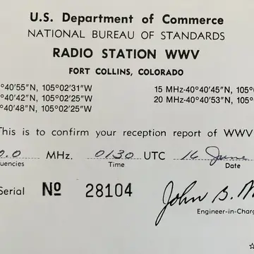 WWB QSL card (28 years ago) #swl #timesignal #qsl
