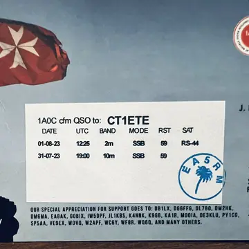 1A0C QSL card #ra44 #amsat