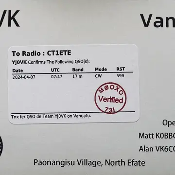 Nice QSL from #vanuatu #hamradio